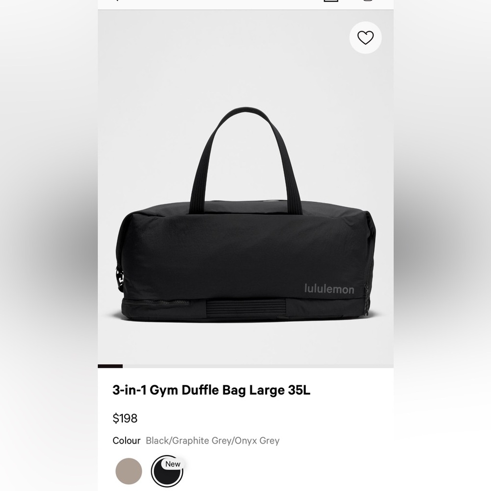 lululemon athletica Graphite Gray Duffel Bag